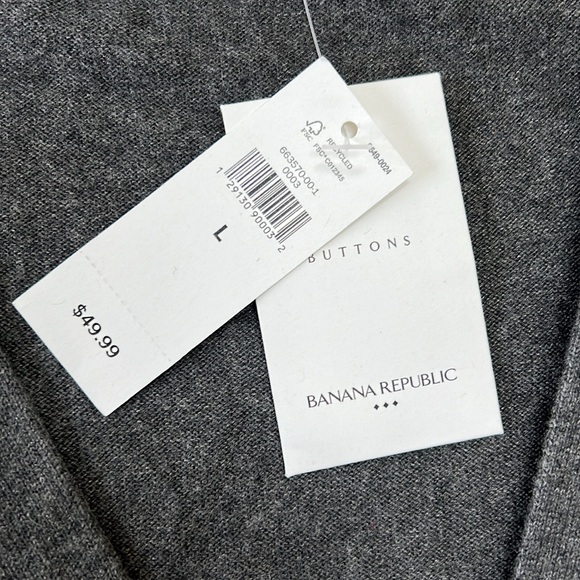 Banana Republic Large charcoal gray knit long line button down cardigan NEW - Picture 5 of 6